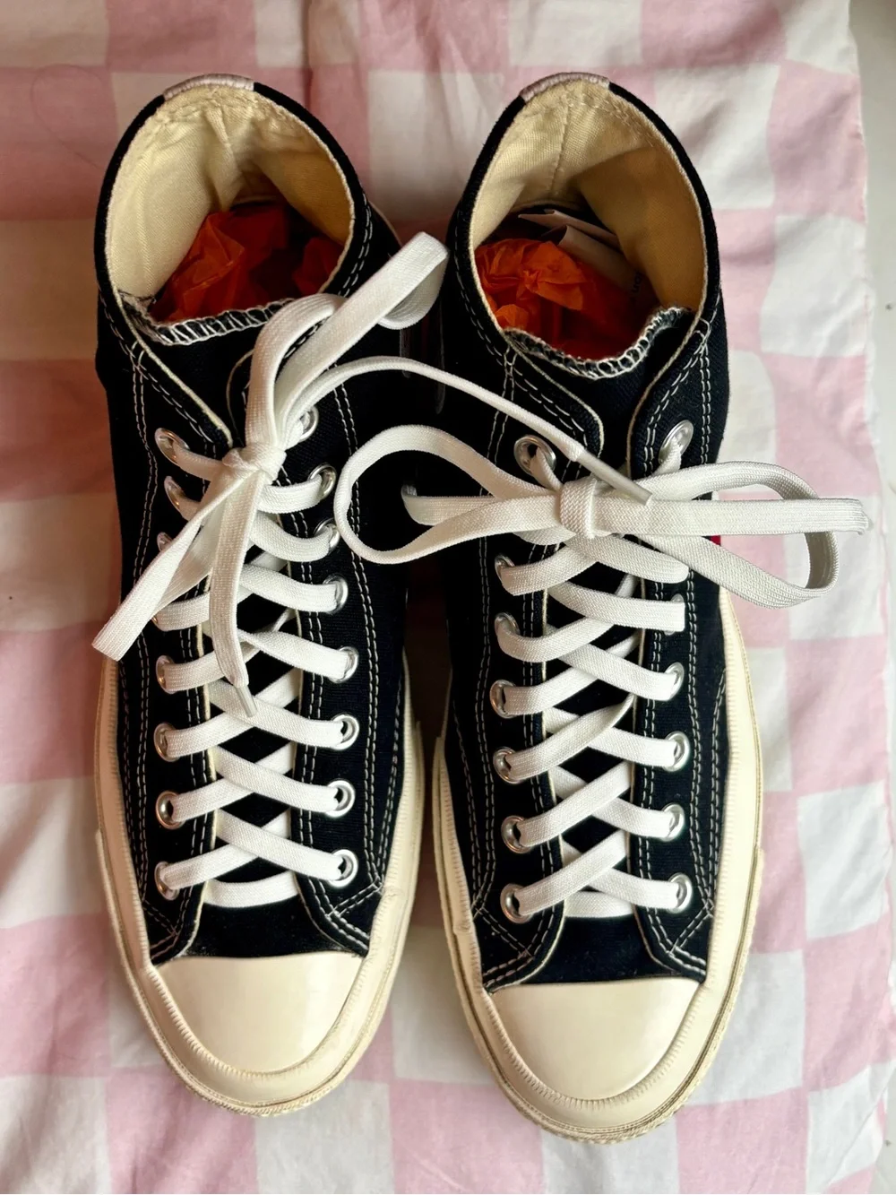 Converse All Star Comme des Garçons Peek-A-Boo Heart High Top Sneakers - 10